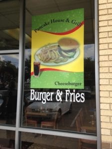 Vinyl window decal for Pancake House & Grill restaurant