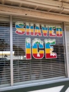 Rainboy vinyl window decal lettering for shaved ice company