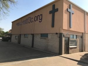 Church storefront sign for f3c.org